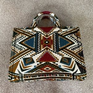 Zara fabric multi color tote with strap